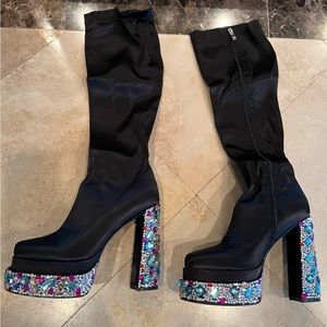 New Azalea Wang Jeweled Knee High Heels Size 11